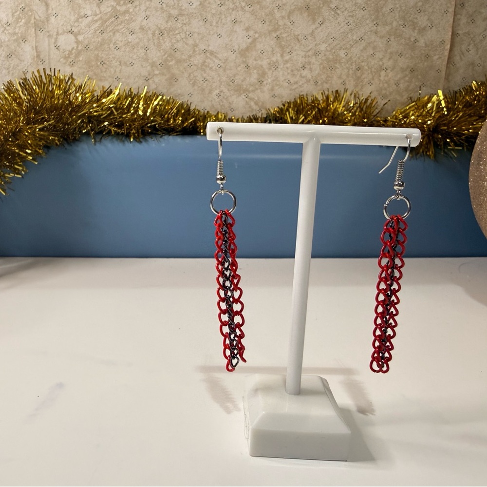 Red Chain Link Earrings